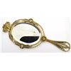Image 1 : Vintage gold tone handle mirror with floral design