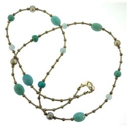 turquoise colored bead sterling silver necklace