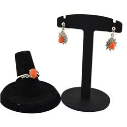 Vintage sterling silver cz earrings and ring