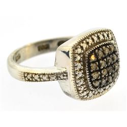 choc pave diamond sterling silver ring
