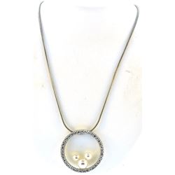 Vintage sterling silver cz and pearl necklace