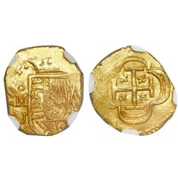 Mexico City, Mexico, cob 1 escudo, 1714J, encapsulated NGC MS 65, finest known in NGC census, from t
