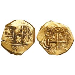 Bogota, Colombia, cob 2 escudos, posthumous Charles II, no assayer (Arce), from the 1715 Fleet.