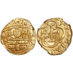 Madrid, Spain, cob 4 escudos, Philip IV, assayer not visible (ca. 1650), encapsulated NGC MS 63, ex-