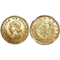 Popayan, Colombia, 1 escudo, 1826FM, encapsulated NGC AU 55.