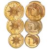 Image 1 : Three-coin set of Uruguay (struck in Santiago) proof patterns of 1969, all encapsulated NGC PR 65 Ul
