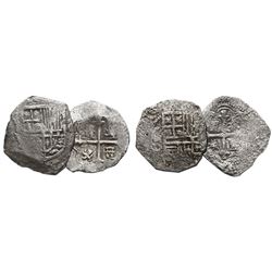 Lot of 2 Mexico City, Mexico, cob 2R, Philip III, assayers not visible, Grade-2 quality but certific