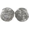 Image 1 : Potosi, Bolivia, cob 8 reales, 1621T, upper half of shield and quadrants of cross transposed, Grade 
