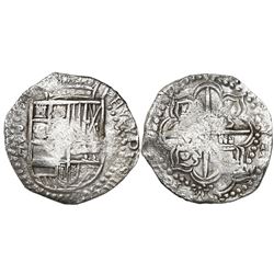 Potosi, Bolivia, cob 8 reales, Philip III, assayer T, Grade 1, certificate missing.