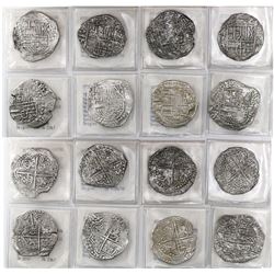 Lot of 8 Potosi, Bolivia, cob 8 reales, Philip III, various assayers (where visible), Grade-2 or -3