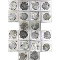 Lot of 10 Potosi, Bolivia, cob 8 reales, Philip III, various assayers (where visible), all Grade 3.