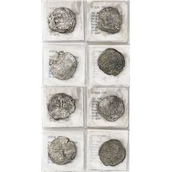 Lot of 4 Potosi, Bolivia, cob 4 reales, Philip III, various assayers (where visible), Grade-2 or -3