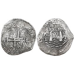 Potosi, Bolivia, cob 8 reales, 1652E, post-transitional (Type VIII/B), 1-PH-6 at top