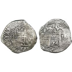 Potosi, Bolivia, cob 4 reales, 1653E, PH at top.