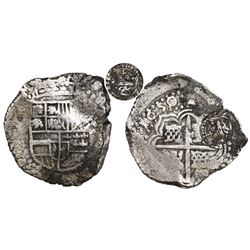 Potosi, Bolivia, cob 8 reales, 1650/9 (rare overdate), early-style date, assayer O, with crowned-Z c