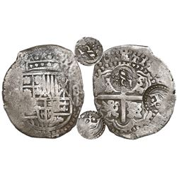 Potosi, Bolivia, cob 8 reales, (16)50O, early-style date, with two countermarks on cross (rare): cro