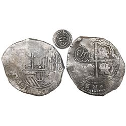 Potosi, Bolivia, cob 8 reales, (1650-1)O, with crowned script-a countermark (rare, attributed to Are