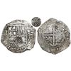 Image 1 : Potosi, Bolivia, cob 8 reales, 1651O, Latin 5, with crowned-•F• (two dots) countermark on shield.