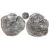 Image 1 : Potosi, Bolivia, cob 8 reales, 1651E, Latin 5, with crowned-•F• (two dots) countermark on shield.