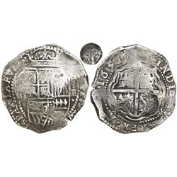 Potosi, Bolivia, cob 8 reales, 1651E, Latin 5, with unidentified countermark on cross.