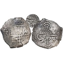 Potosi, Bolivia, cob 4 reales, (164)9O, with crowned-L countermark on cross.
