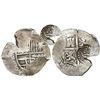 Image 1 : Potosi, Bolivia, cob 4 reales, (1649-50)O, with crown-alone countermark (rare style) on cross.