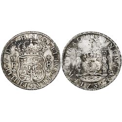 Mexico City, Mexico, pillar 8 reales, Philip V, 1735MF.