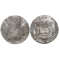 Mexico City, Mexico, pillar 8 reales, Philip V, 1743/2MF.