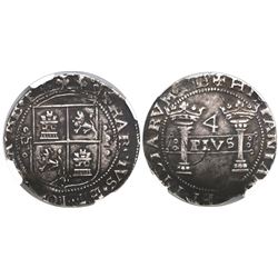 Mexico City, Mexico, 4 reales, Charles-Joanna, "Early Series," assayer P to right, mintmark M to lef
