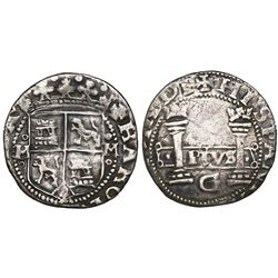 Mexico City, Mexico, 1 real, Charles-Joanna, "Early Series," assayer G at bottom between pillars, mi