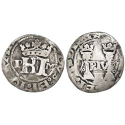 Mexico City, Mexico, 1/2 real, Charles-Joanna, "Early Series," assayer P to left, mintmark M to righ