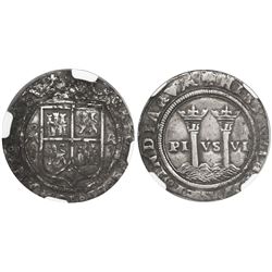 Mexico City, Mexico, 1 real, Charles-Joanna, "Late Series, assayer A to right, mintmark oM to left (