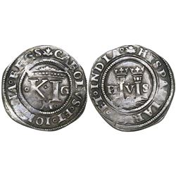 Mexico City, Mexico, 1/2 real, Charles-Joanna, "Late Series," assayer G to right, mintmark Mo at bot