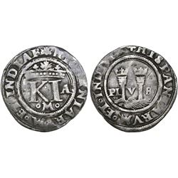 Mexico City, Mexico, 1/2 real, Charles-Joanna, "Late Series," assayer A to right, mintmark oMo at bo