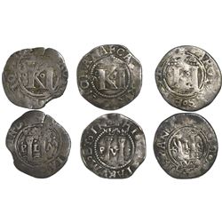 Lot of 3 Mexico City, Mexico, 1/2 reales, Charles-Joanna, "Late Series," assayer O (all different va