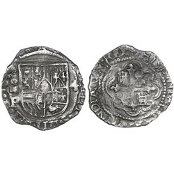 Mexico City, Mexico, cob 4 reales, 1637/6P, crude Royal(?), unique, from the Concepcion (1641), ex-C