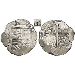 Mexico City, Mexico, cob 2 reales, Philip II, assayer F, three small castles in each quadrant (also 