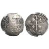 Image 1 : Mexico City, Mexico, cob 1 real, 1611/0F, rare, encapsulated NGC Fine details / surface hairlines.