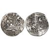 Image 1 : Potosi, Bolivia, cob 8 reales, Philip II, assayer B (5th period), borders of x's.