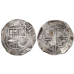 Potosi, Bolivia, cob 8 reales, Philip III, assayer Q.