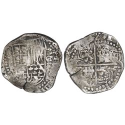 Potosi, Bolivia, cob 8 reales, (16)22T, quadrants of cross transposed, rare.
