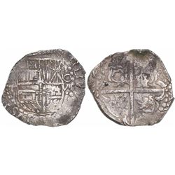 Potosi, Bolivia, cob 8 reales, (1)627T, quadrants of cross transposed, rare.