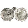 Image 1 : Potosi, Bolivia, cob 8 reales, 1651E, modern 5, with crown-alone (common variety) countermark on shi
