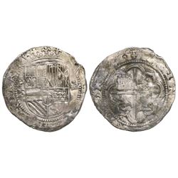Potosi, Bolivia, cob 4 reales, Philip II, assayer B (1st period, "Lima Style").