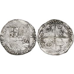 Potosi, Bolivia, cob 4 reales, Philip II, assayer B (2nd period).