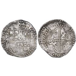 Potosi, Bolivia, cob 4 reales, Philip II, assayer B (3rd period).