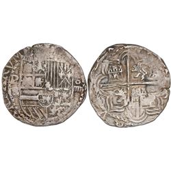 Potosi, Bolivia, cob 4 reales, Philip II, assayer B (5th period), borders of x's.