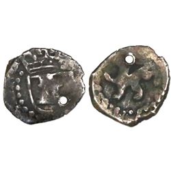 Potosi, Bolivia, cob 1/4 real, Philip III, no assayer, shield around castle, large lion without shie