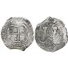 Image 1 : Potosi, Bolivia, cob 8 reales, 1652E post-transitional (transitional Type VIII/B), 1-PH-6 at top.