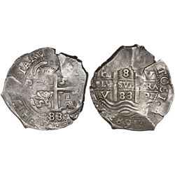 Potosi, Bolivia, cob 8 reales, 1683V.